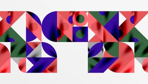 Neo memphis geometric pattern with circles, squares and lines. Pop art abstract 库存插图