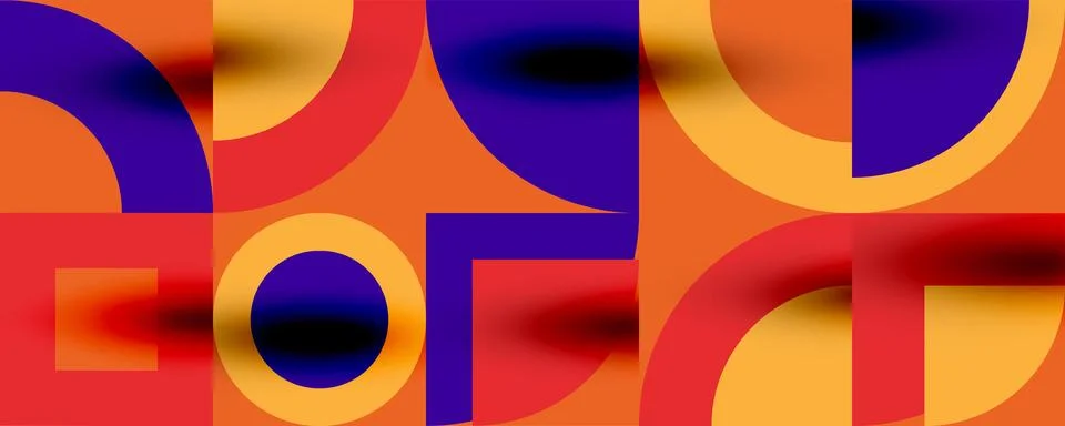 Neo memphis geometric pattern with circles, squares. Pop art abstract background Illustrazione stock