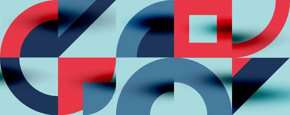 Neo memphis geometric pattern with circles, squares. Pop art abstract background Stock Illustration