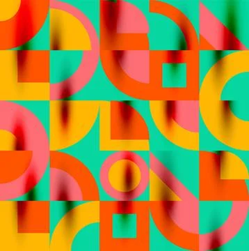 Neo memphis geometric pattern with circles, squares. Pop art abstract background Stockillustratie