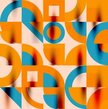 Neo memphis geometric pattern with circles, squares. Pop art abstract background Stock Illustration