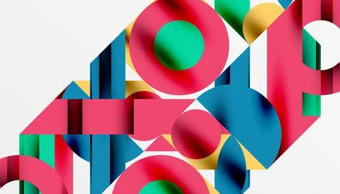 Neo memphis geometric pattern with circles, squares and lines. Pop art abstract Illustrazione stock