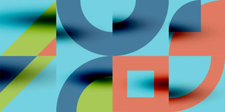 Neo memphis geometric pattern with circles, squares. Pop art abstract background Illustrazione stock
