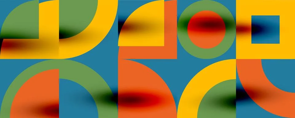 Neo memphis geometric pattern with circles, squares. Pop art abstract background Stock Illustration