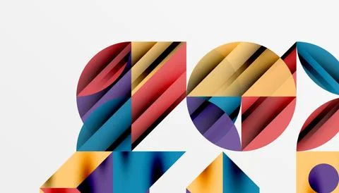 Neo memphis geometric pattern with circles, squares and lines. Pop art abstract 스톡 일러스트