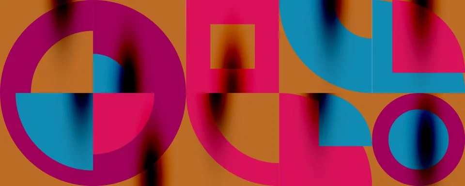 Neo memphis geometric pattern with circles, squares. Pop art abstract background Stock Illustration