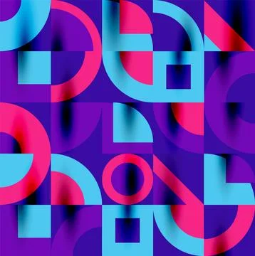 Neo memphis geometric pattern with circles, squares. Pop art abstract background Stock Illustration