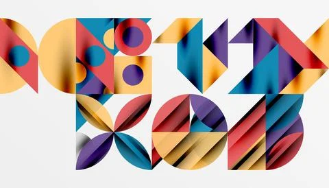 Neo memphis geometric pattern with circles, squares and lines. Pop art abstract 库存插图