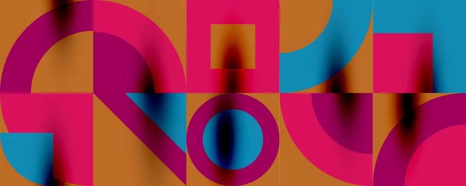 Neo memphis geometric pattern with circles, squares. Pop art abstract background 스톡 일러스트