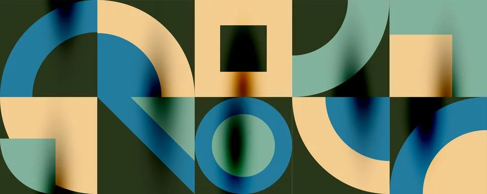 Neo memphis geometric pattern with circles, squares. Pop art abstract background Stock Illustration