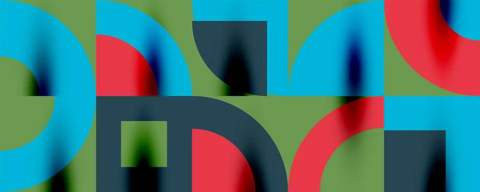 Neo memphis geometric pattern with circles, squares. Pop art abstract background Stock Illustration