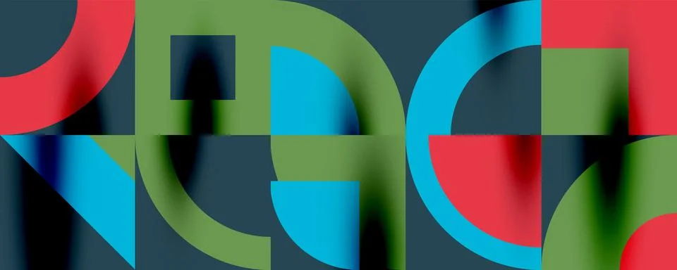 Neo memphis geometric pattern with circles, squares. Pop art abstract background Stock Illustration