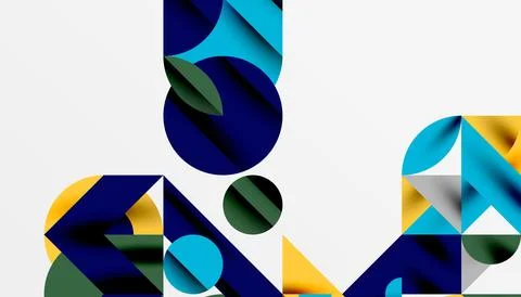 Neo memphis geometric pattern with circles, squares and lines. Pop art abstract Stock Illustration
