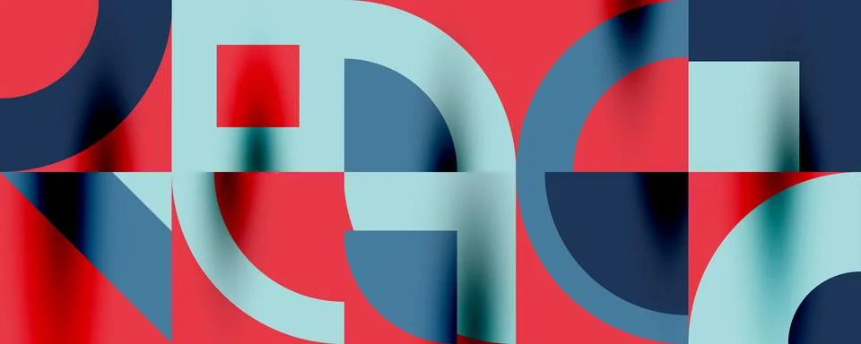 Neo memphis geometric pattern with circles, squares. Pop art abstract background Stock Illustration