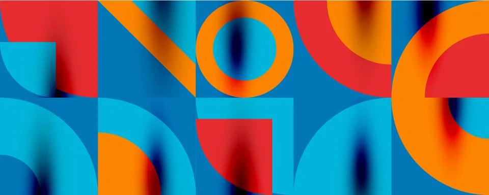 Neo memphis geometric pattern with circles, squares. Pop art abstract background Stock Illustration
