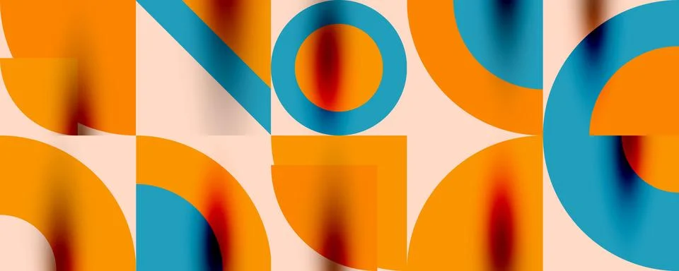 Neo memphis geometric pattern with circles, squares. Pop art abstract background Stock Illustration
