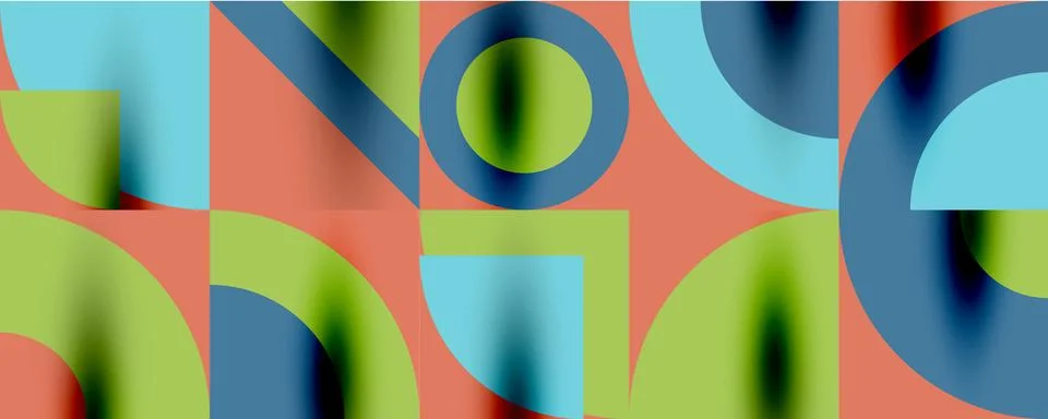 Neo memphis geometric pattern with circles, squares. Pop art abstract background Stock Illustration