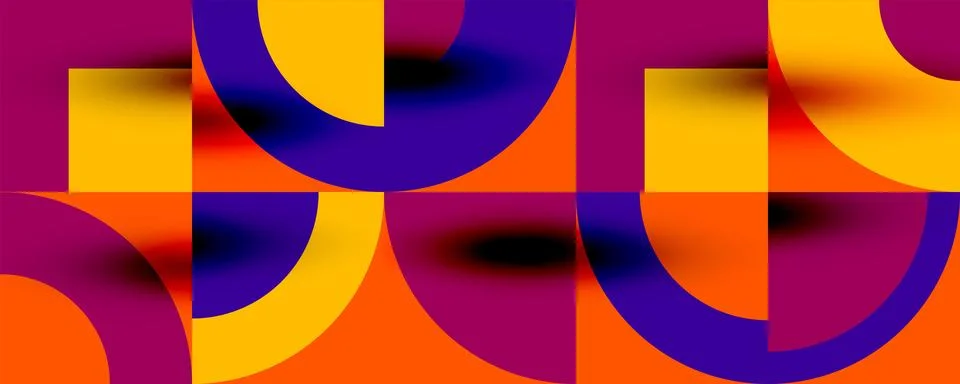 Neo memphis geometric pattern with circles, squares. Pop art abstract background Illustrazione stock