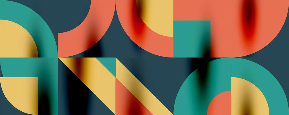 Neo memphis geometric pattern with circles, squares. Pop art abstract background Stockillustratie