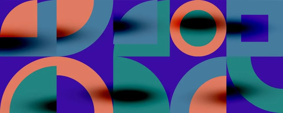 Neo memphis geometric pattern with circles, squares. Pop art abstract background Stock Illustration