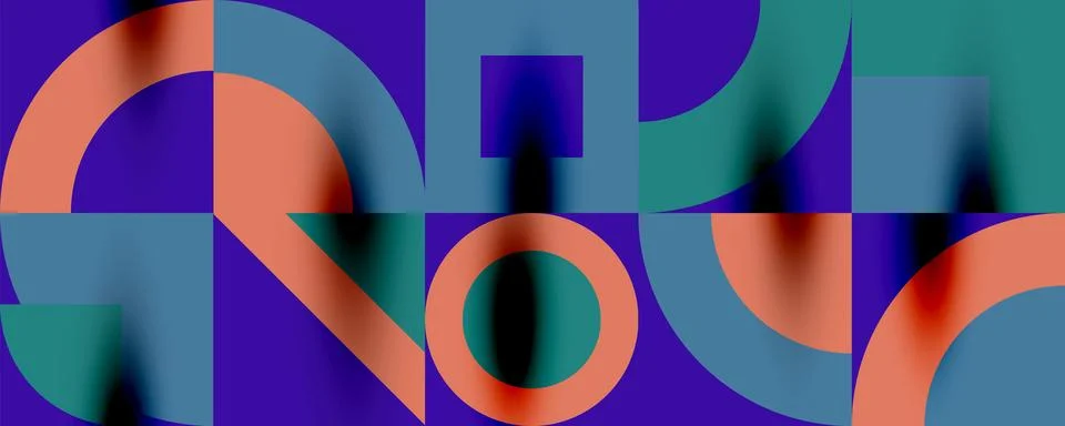 Neo memphis geometric pattern with circles, squares. Pop art abstract background Illustrazione stock