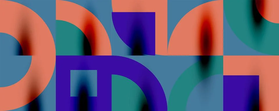 Neo memphis geometric pattern with circles, squares. Pop art abstract background Stock Illustration