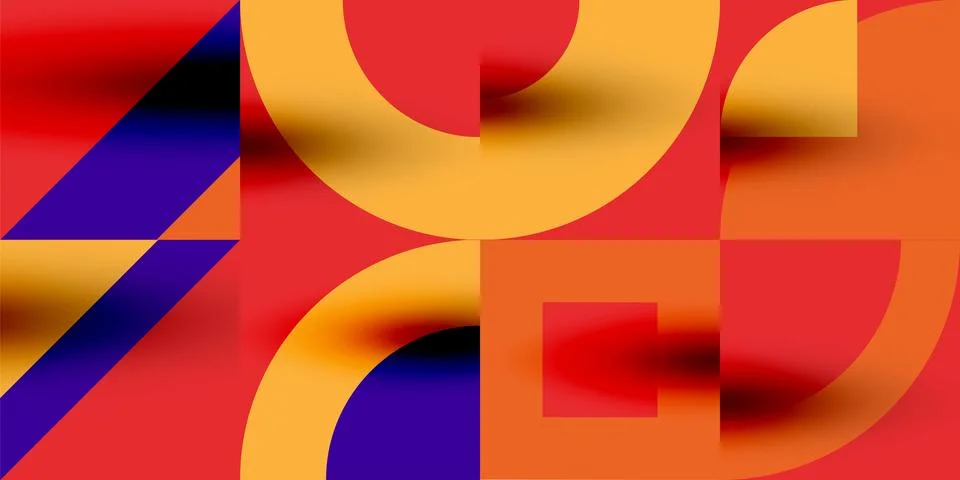 Neo memphis geometric pattern with circles, squares. Pop art abstract background Stock Illustration