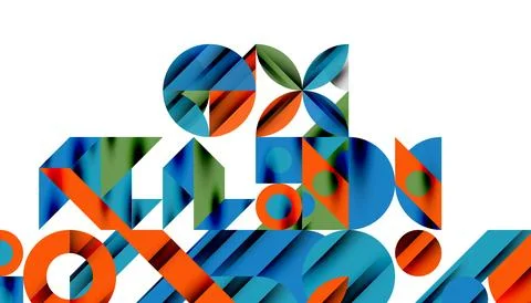 Neo memphis geometric pattern with circles, squares and lines. Pop art abstract 库存插图