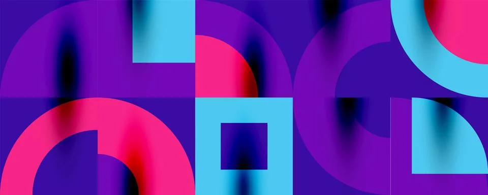 Neo memphis geometric pattern with circles, squares. Pop art abstract background Stockillustratie
