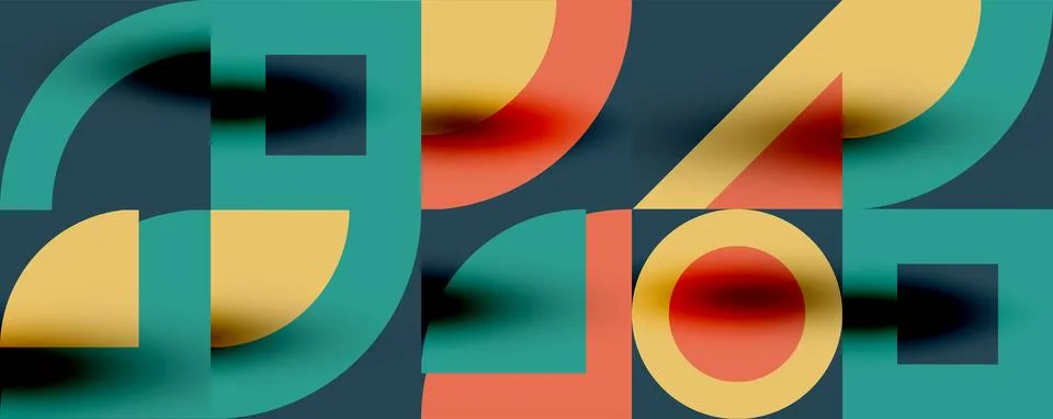 Neo memphis geometric pattern with circles, squares. Pop art abstract background 스톡 일러스트