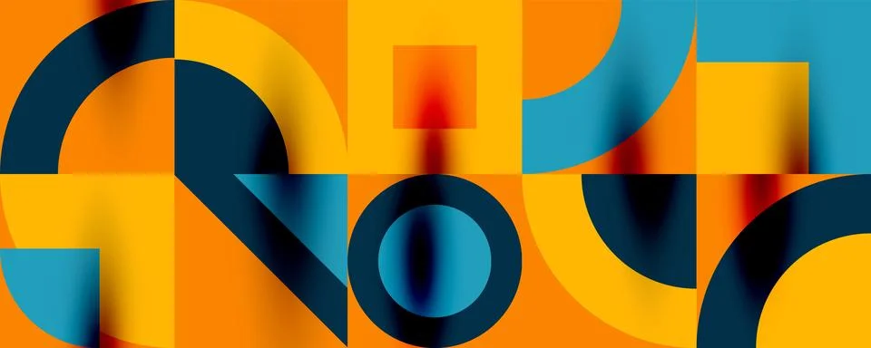 Neo memphis geometric pattern with circles, squares. Pop art abstract background Stock Illustration