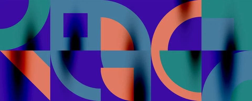 Neo memphis geometric pattern with circles, squares. Pop art abstract background Stock Illustration