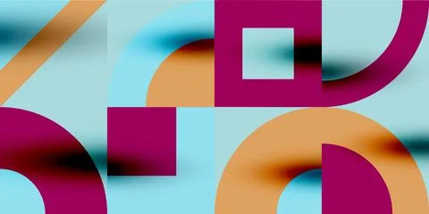 Neo memphis geometric pattern with circles, squares. Pop art abstract background Stock Illustration