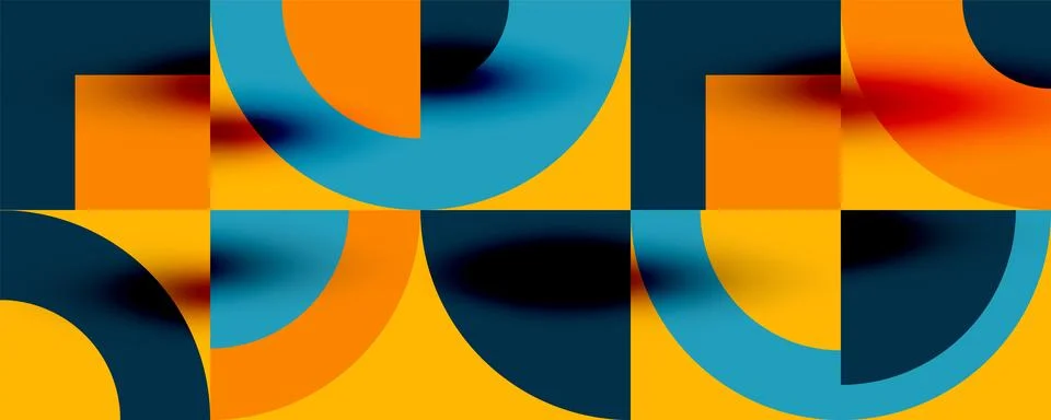 Neo memphis geometric pattern with circles, squares. Pop art abstract background Illustrazione stock
