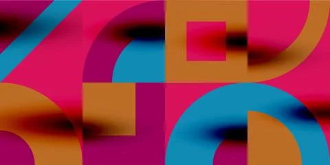 Neo memphis geometric pattern with circles, squares. Pop art abstract background Illustrazione stock
