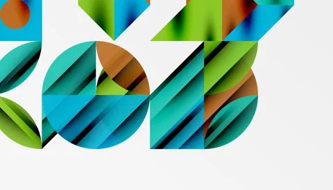 Neo memphis geometric pattern with circles, squares and lines. Pop art abstract Illustrazione stock