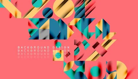 Neo memphis geometric pattern with circles, squares and lines. Pop art abstract Stock Illustration