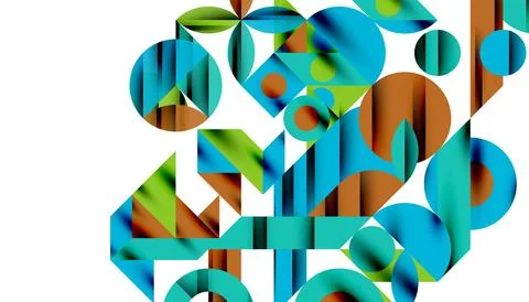 Neo memphis geometric pattern with circles, squares and lines. Pop art abstract Stock Illustration