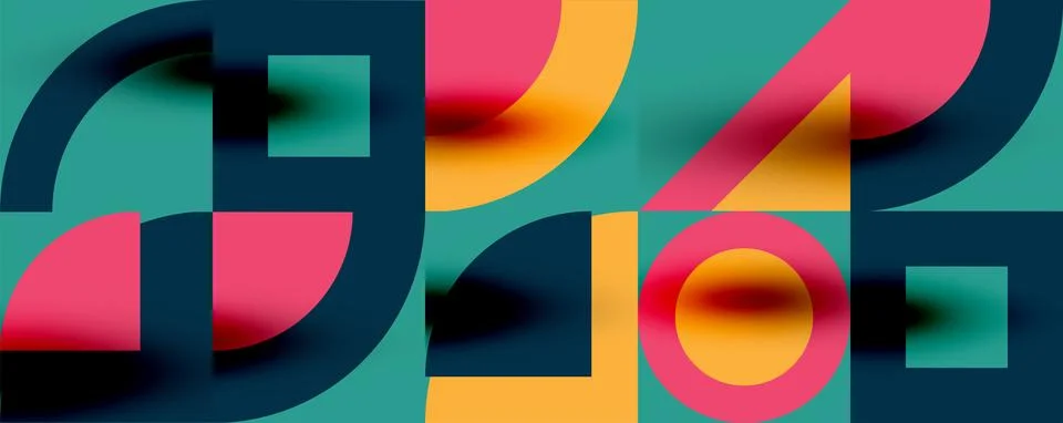 Neo memphis geometric pattern with circles, squares. Pop art abstract background Illustrazione stock