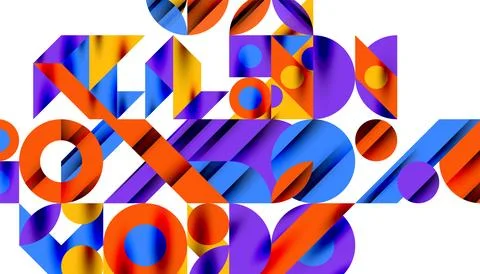 Neo memphis geometric pattern with circles, squares and lines. Pop art abstract 스톡 일러스트