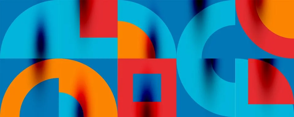 Neo memphis geometric pattern with circles, squares. Pop art abstract background Stock Illustration