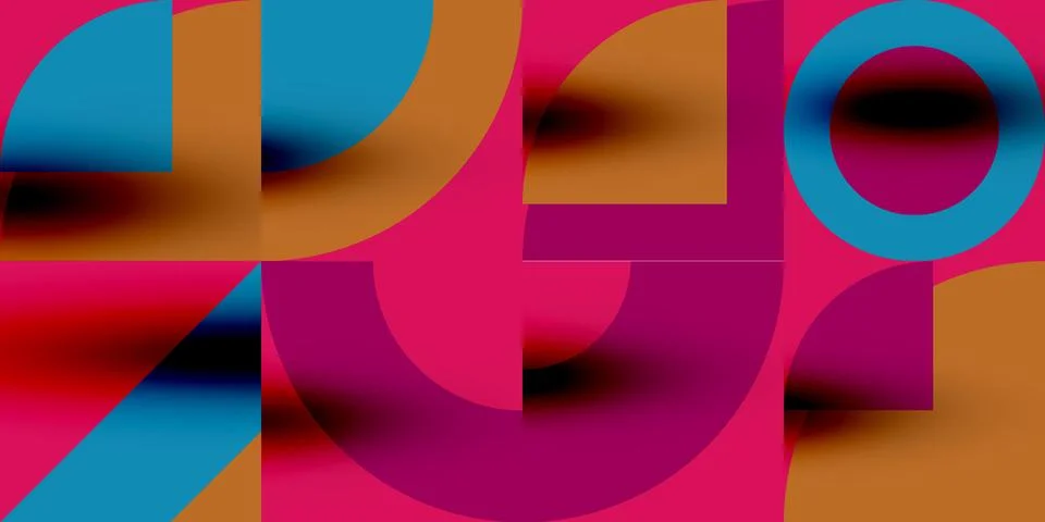 Neo memphis geometric pattern with circles, squares. Pop art abstract background 스톡 일러스트