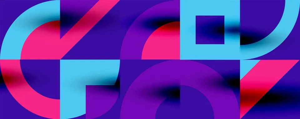 Neo memphis geometric pattern with circles, squares. Pop art abstract background 스톡 일러스트