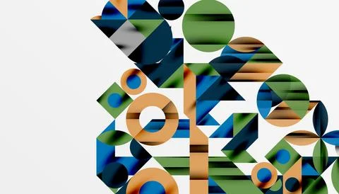 Neo memphis geometric pattern with circles, squares and lines. Pop art abstract Stock Illustration