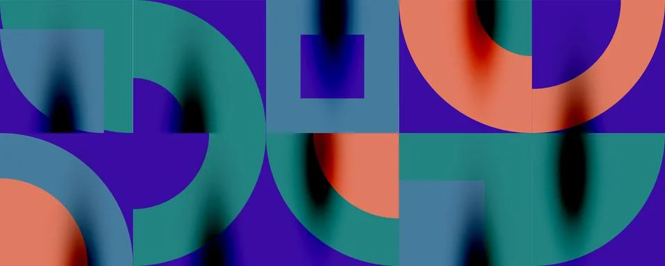 Neo memphis geometric pattern with circles, squares. Pop art abstract background Illustrazione stock