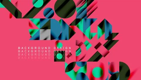 Neo memphis geometric pattern with circles, squares and lines. Pop art abstract Illustrazione stock