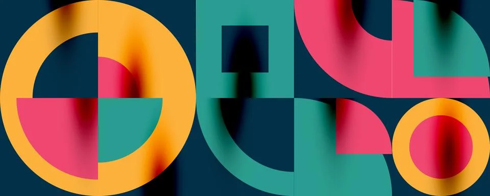 Neo memphis geometric pattern with circles, squares. Pop art abstract background Illustrazione stock