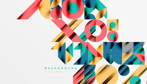 Neo memphis geometric pattern with circles, squares and lines. Pop art abstract 库存插图