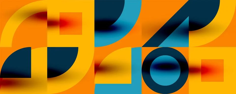Neo memphis geometric pattern with circles, squares. Pop art abstract background Illustrazione stock