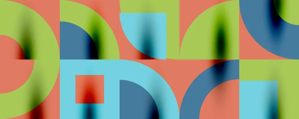 Neo memphis geometric pattern with circles, squares. Pop art abstract background Illustrazione stock